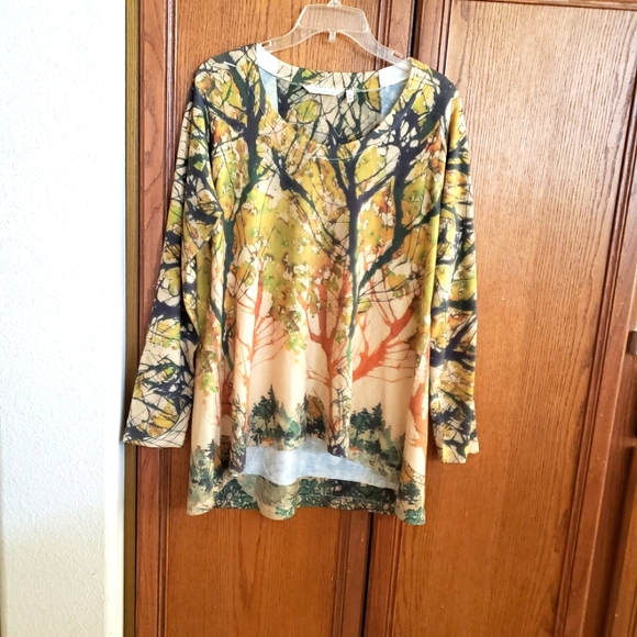 Soft Surroundings m Anabel knit tunic forest scene long lines - Picture 6 of 10